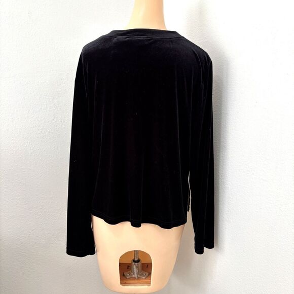 Kathie Lee Womens 90s Velvet Burnout Button Up Large Vintage Holiday Floral - Picture 2 of 7